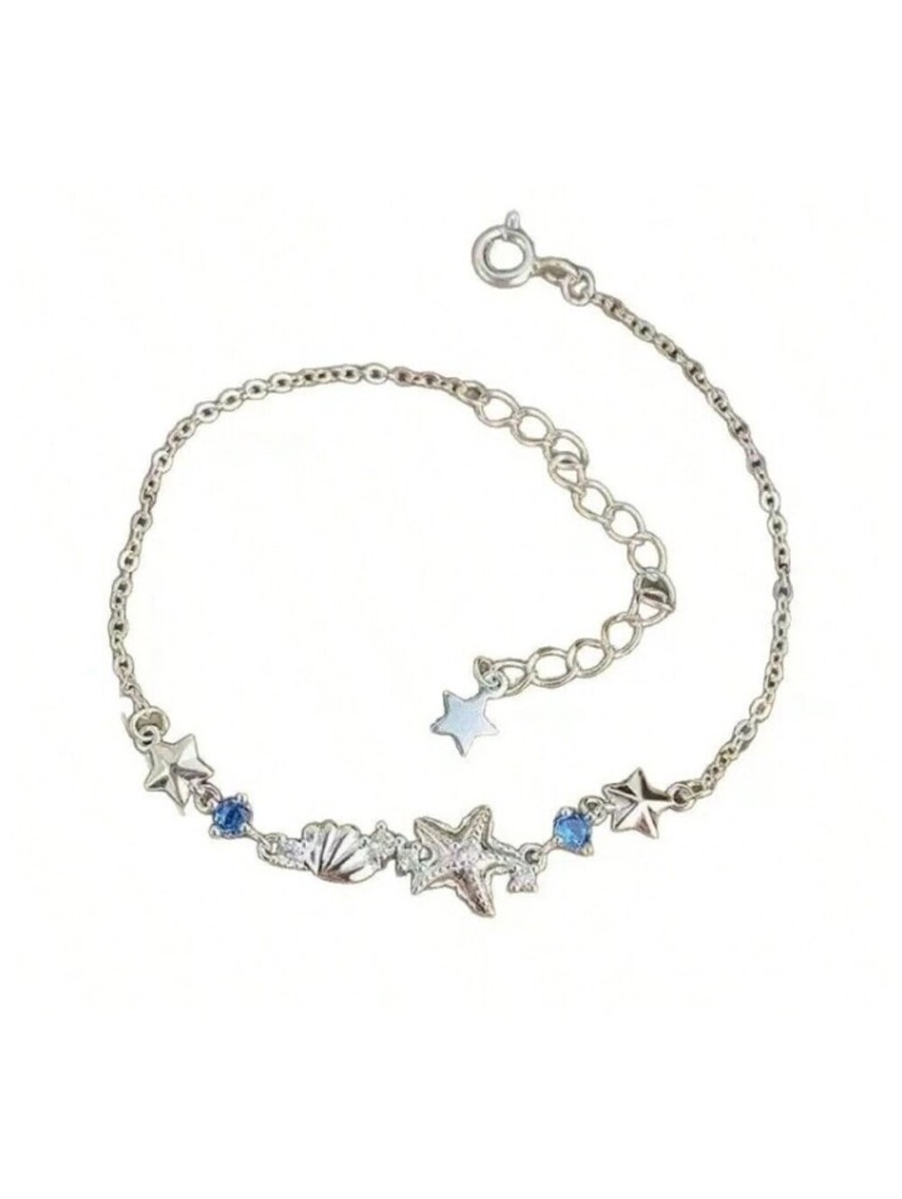 Delicate shells and stars - Bracelet - Silver - CZs - 7-8"